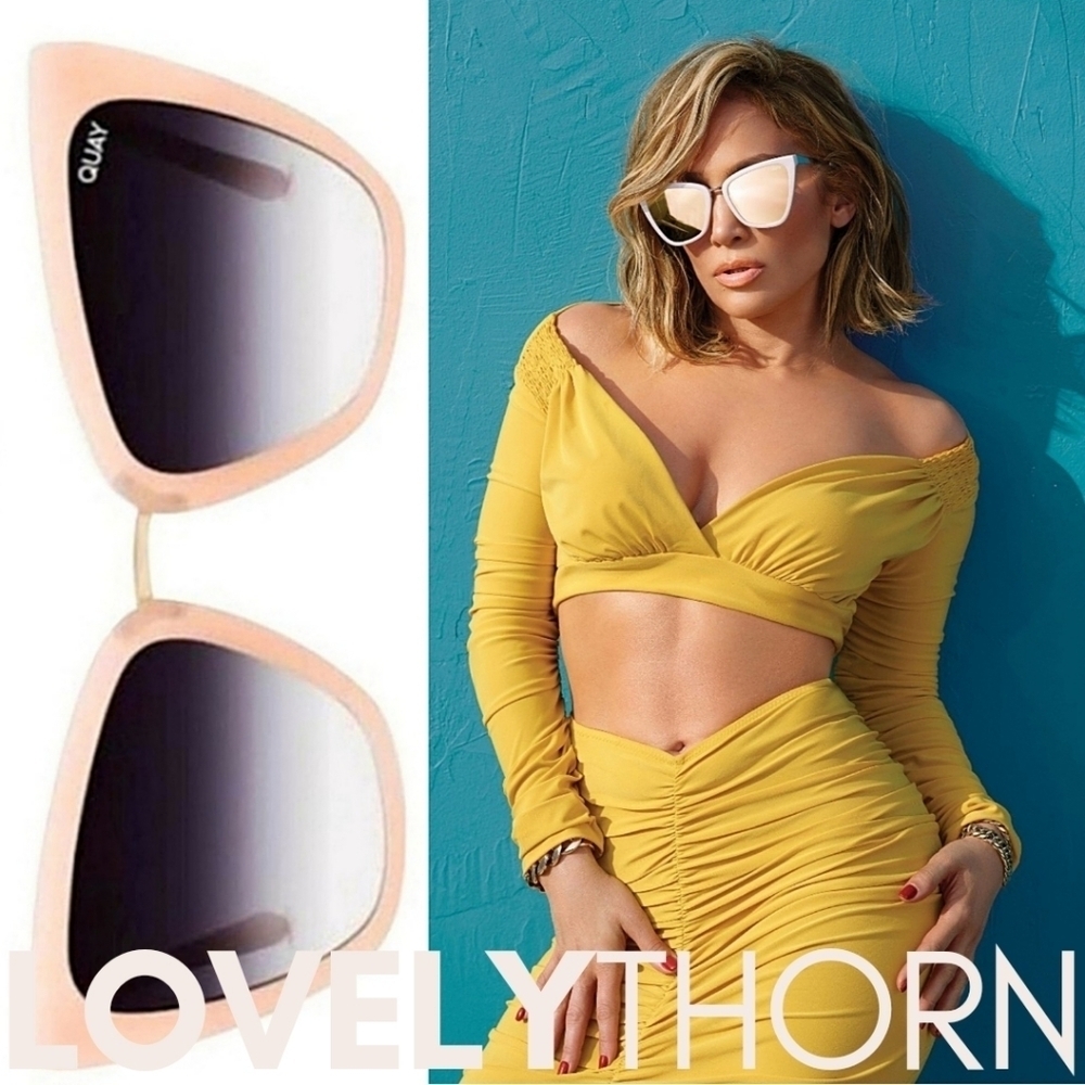QUAY // ltd ed JLo collab creamy nude frame black/blue fade cateye full or mini